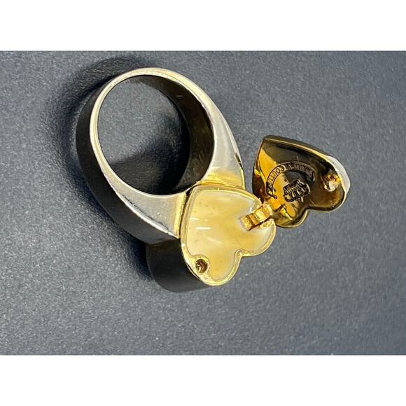 Juicy Couture RARE Vintage Enamel‎ Heart Compartment Gold Tone Ring Sz 7 - Picture 8 of 9